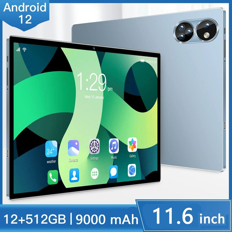 Tablette de jeu Android 12 Tab, 2023 mAh, 9000 pouces, 12 + 11.6 go de Rom, GPS, Wifi, 5G, double haut-parleur, double SIM, Version globale, 512