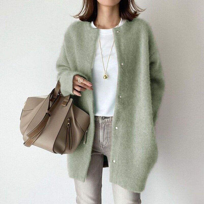 Cappotto di lana a 7 colori cappotto lavorato a maglia maglione cardigan tinta unita sottile e sciolto da donna autunno temperamental pendolarismo