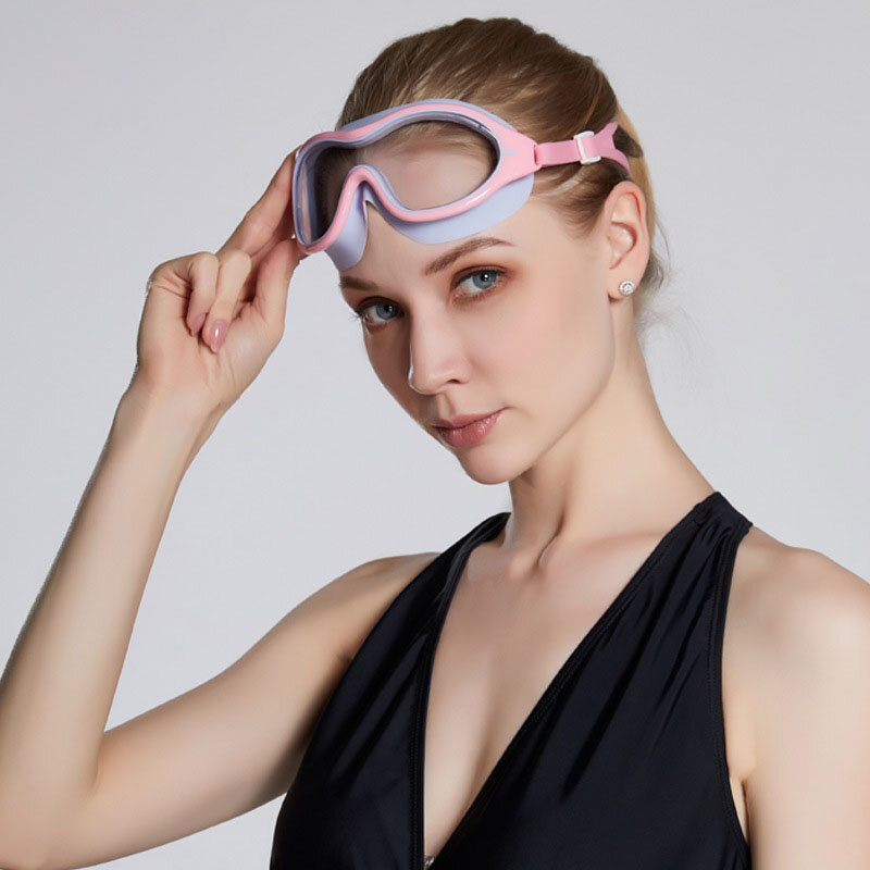 Kacamata Renang Bingkai Besar Baru untuk Dewasa HD Mode Trendi Tahan Air Antikabut Kacamata Renang Pria Wanita Dewasa Cermin Menyelam