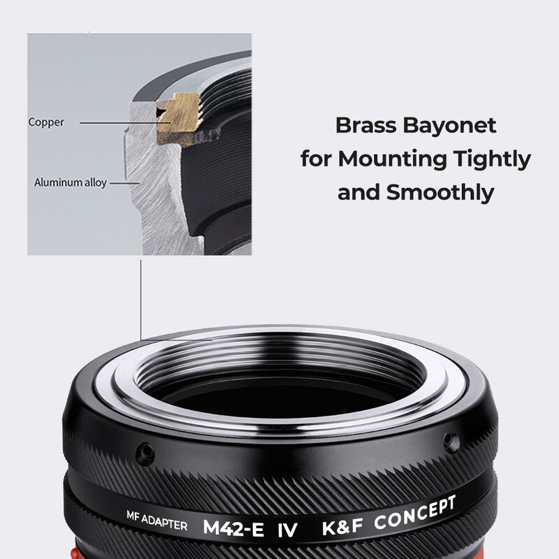 K & F Concept M42-E IV PRO M42เลนส์ Sony E FE Mount อะแดปเตอร์กล้องถ่ายภาพแหวนสำหรับ Sony A6400 a7M3 A7R3 A7M4 A7R4