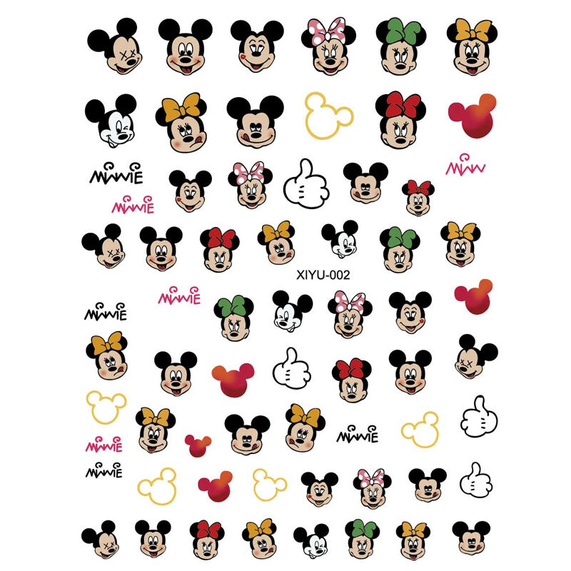 Disney Mickey Nail Art Sticker Cartoon Ontwerp Minnie Kikker Nail Decoratie Decal Hart Prinses Vlinder Nail Slider 1Pcs