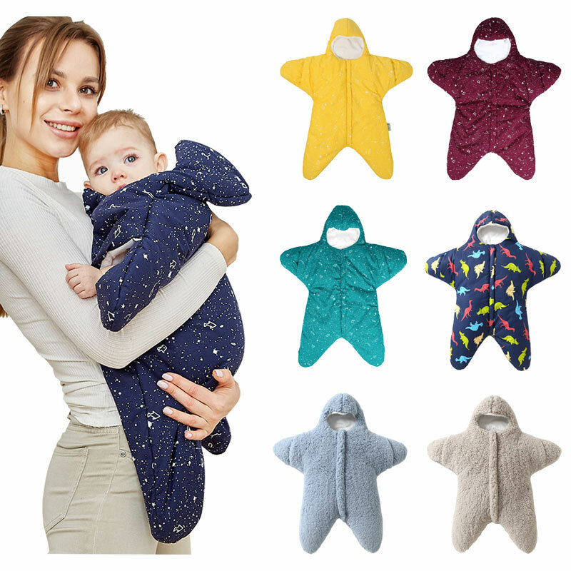 Saco de dormir wearable do zíper do saco de dormir das estrelas-do-mar do bebê do algodão quente para 7-12m crianças