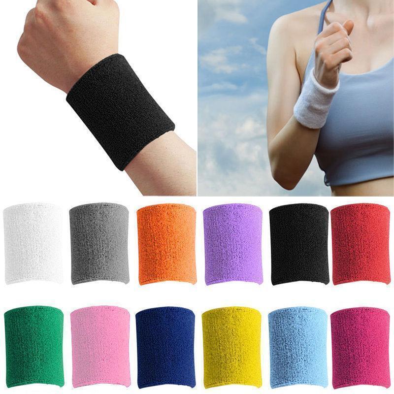 1 pçs unissex algodão pulseiras terry pano algodão sweatband esportes tênis yoga esportes suor pulseira de pulso protetor 8x10cm