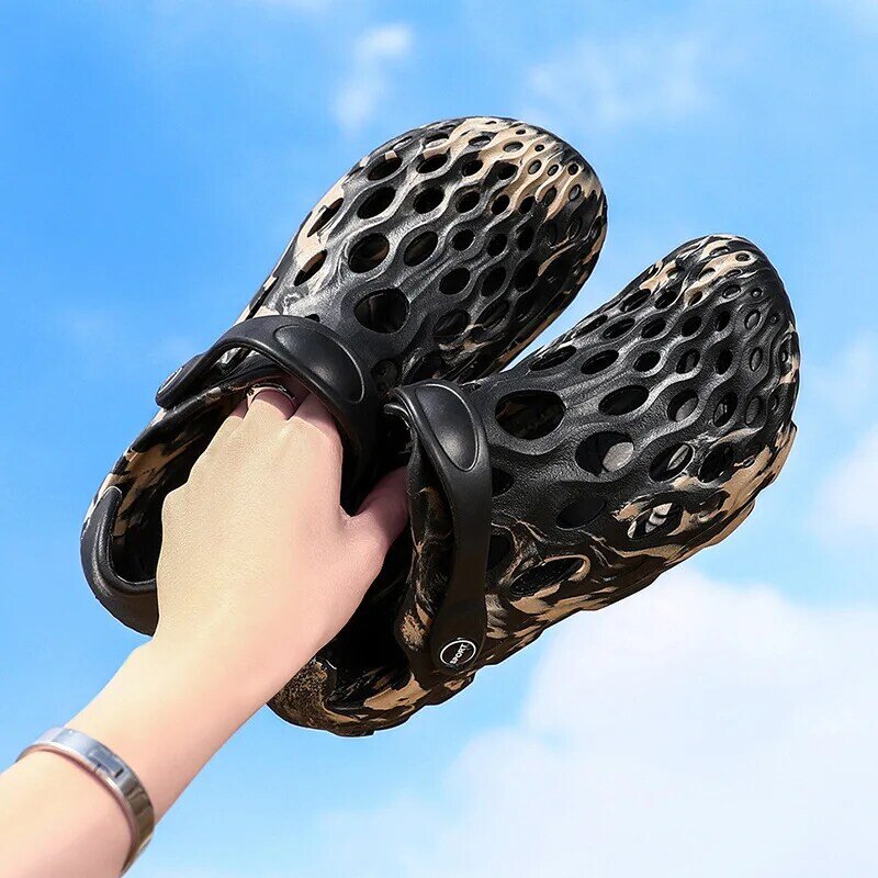 Sapato casual antiderrapante respirável masculino, confortável tamancos de praia vulcanizada, sandálias de verão, sapato novo, 2022