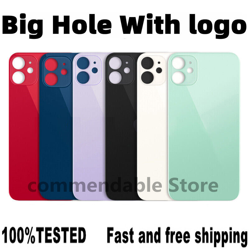 Voor Iphone 12 Batterij Cover Terug Glas Panel Vervanging Nieuwe Hoge Kwaliteit Met Logo Behuizing Big Hole Achter Glas Onderdelen