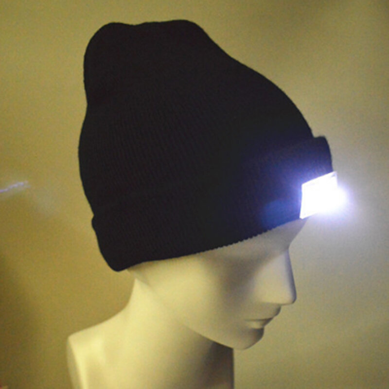 موضة الأسود 5-LED مضاءة قبعة الشتاء الدافئة قبعة الصيد الصيد التخييم قبعة 5 Color