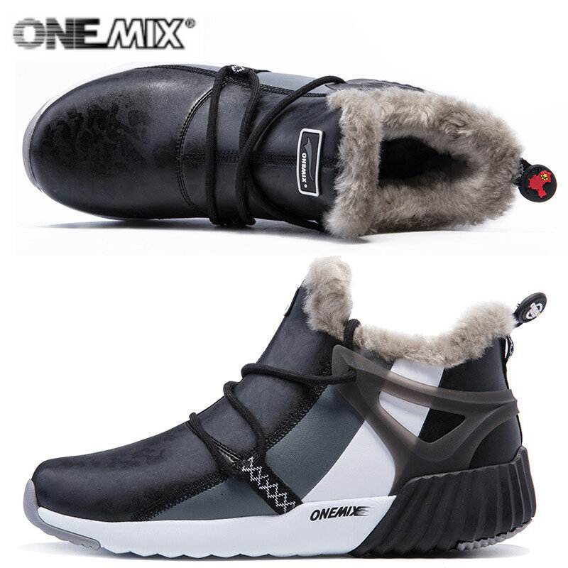 ONEMIX Sepatu Hiking Pria Musim Dingin 2023 Sepatu Kulit Tahan Air Sepatu Trekking Luar Ruangan Antiselip Profesional Slip On
