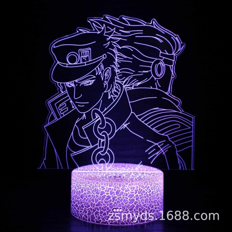 Jojos aventura bizarra 3d lâmpada de mesa led criativo colorido toque luz da noite quarto decoração luzes sinais néon para o quarto