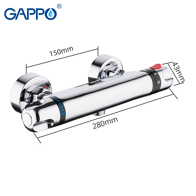 GAPPO-خلاط ثرموستاتي مع صمام تحكم ، يمكن تثبيته على الحائط ، من النحاس الأصفر الساخن والبارد ، لحوض الاستحمام