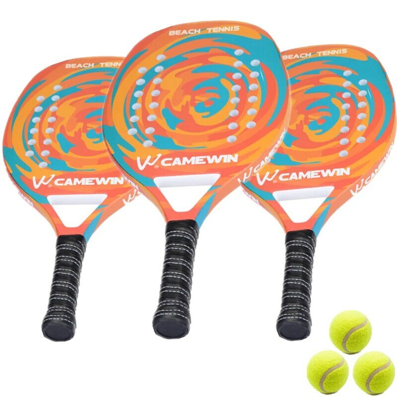 Camewin Raket Pantai Busa EVA Serat Karbon Raket Olahraga Luar Ruangan Raket Tenis Datar Kualitas Tinggi Tas Tenis Peralatan Olahraga