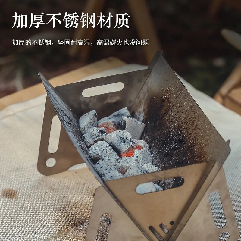 Ao ar livre portátil churrasqueira de acampamento dobrável compacto aço inoxidável carvão churrasqueira grill destacável fogueira fogão novo