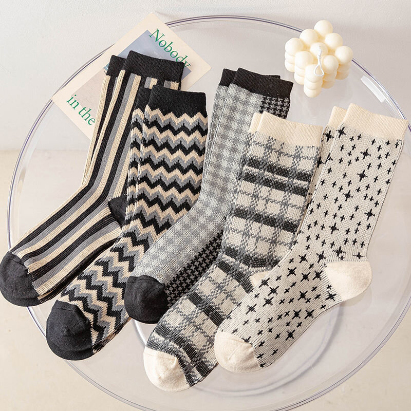 Chaussettes pour femmes longues, bon marché, automne hiver, Harajuku, demi-chaud, coton, Compression rétro, genou, vente en gros, livraison gratuite