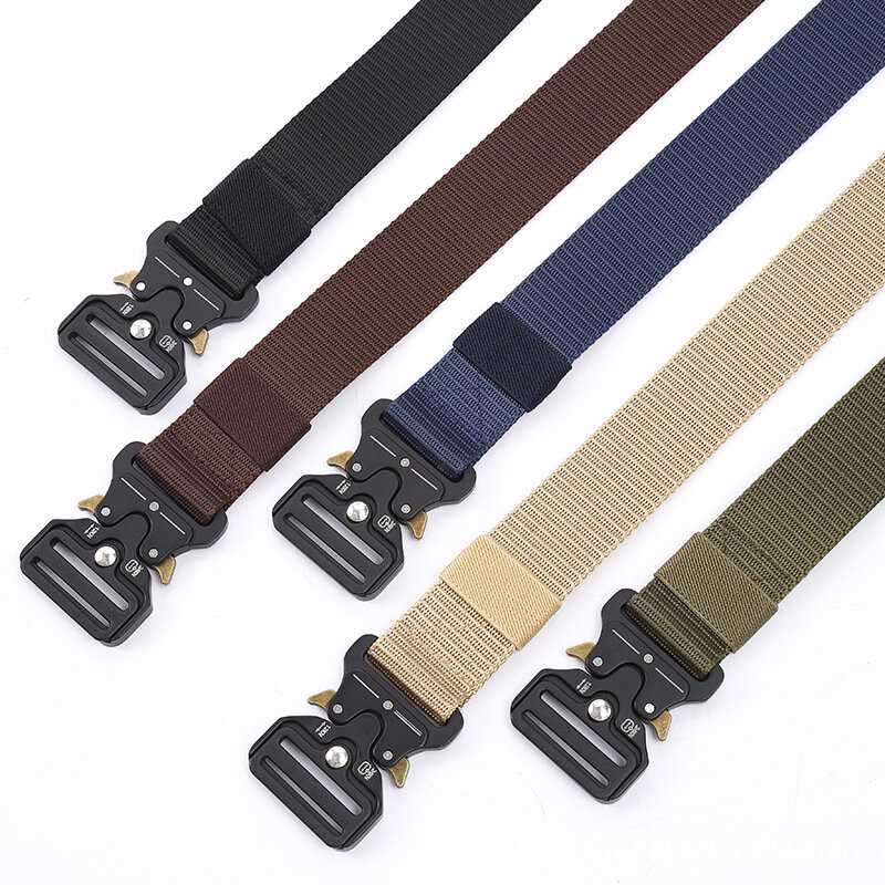 2022 New 3.5cm wide Tactical Belt High Quality Nylon Canvas Men's Belt Cobra Buckle Outdoor Casual  Belt  for men  belt buckle
