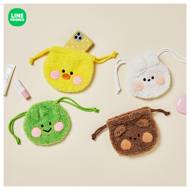 Linha de amigos minini série kawaii dos desenhos animados brown pelúcia drawstring saco bonito moda portátil plushie macio saco de armazenamento presente da menina