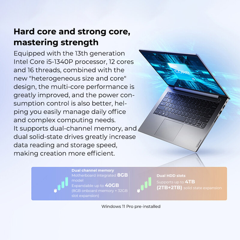 Lenovo thinkbook 14 laptop 512 13. gen core i5-1340P intel iris xe 16gb ram g/1t/2tb ssd 14 zoll fhd ips bildschirm notebook neu
