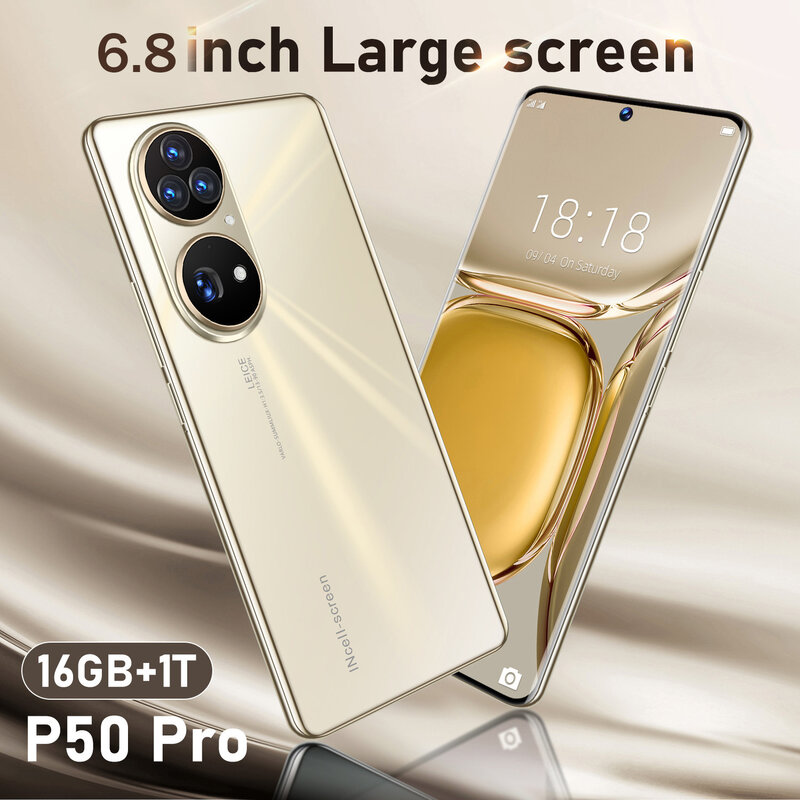 Téléphone portable P50 Pro débloqué, écran de 2022 pouces, Smartphone, mémoire de 16GB et 6.8 GB, batterie de 512 mAh, réseau 5G, Version internationale, 6000