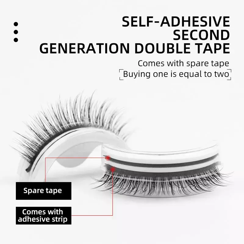 Self-adhesive Eyelashes 3D Mink Natural Handmade False Eyelashes Reusable Eyelash Tape Tape No Residue Daily Eye Makeup Products