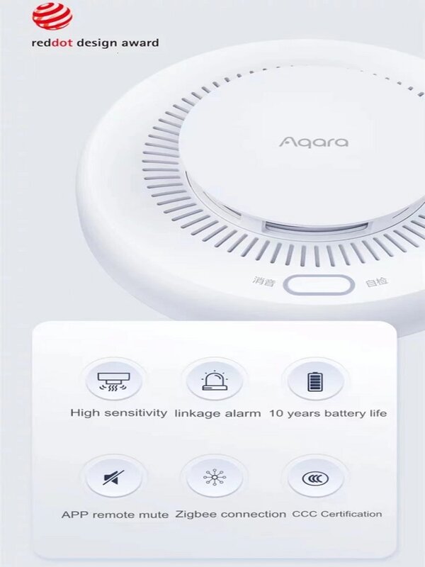 AQARA inteligentny czujnik dymu Zigbee 3.0 Alarm pożarowy Monitor Alarm dźwiękowy bezpieczeństwo w domu praca z Apple Homekit Xiaomi Mi strona główna