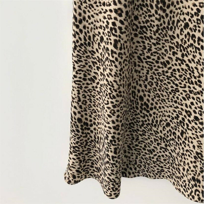 2019 novo harajuku streetwear seção fina saia de linha a faldas jupe saias de impressão de leopardo de verão