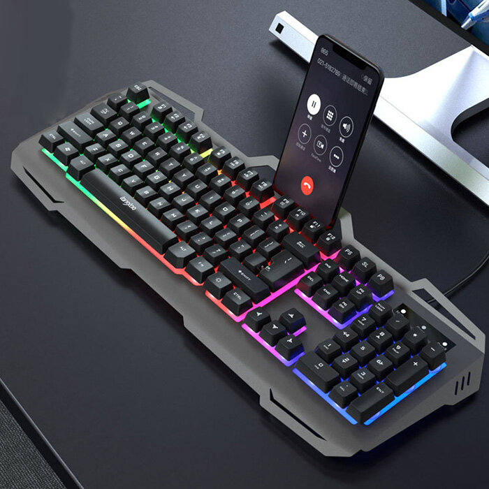 2022 Keyboard Mekanis Gaming 104 Keyboard Mekanis Kunci USB Berkabel untuk Komputer PC Gamer Lampu Latar Warna Kantor Bisu Warna-warni