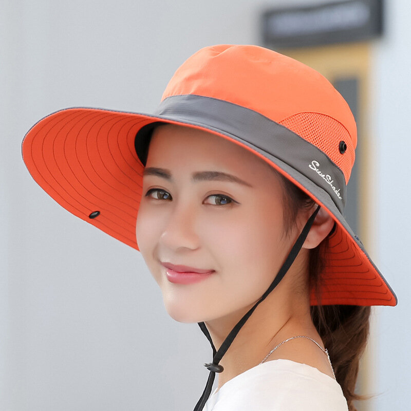 New Parent-child Fishing Hat Outdoor UV Protection UPF 50+ Sun Hat Bucket Hat Women's Panama Hat Summer Wide Brim Bob Hiking Hat