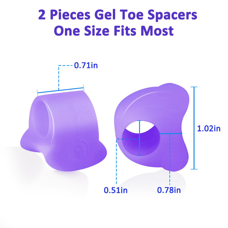 Pexmen 2Pcs Gel Toe Separator Protector Hammer Toe Straightener for Bunion Relief Overlapping Hallux Valgus and Hammertoe Purple