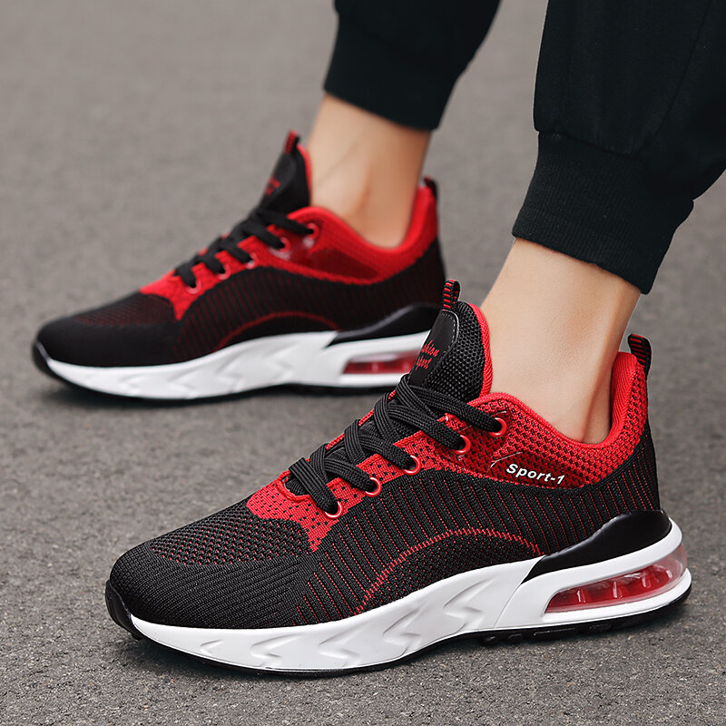 New Running Shoes Breathable Sneakers Fly Woven Air Men's Sport Shoes Light Lace-up Shoes Outdoor Training Shoes Mens Gym Shoes