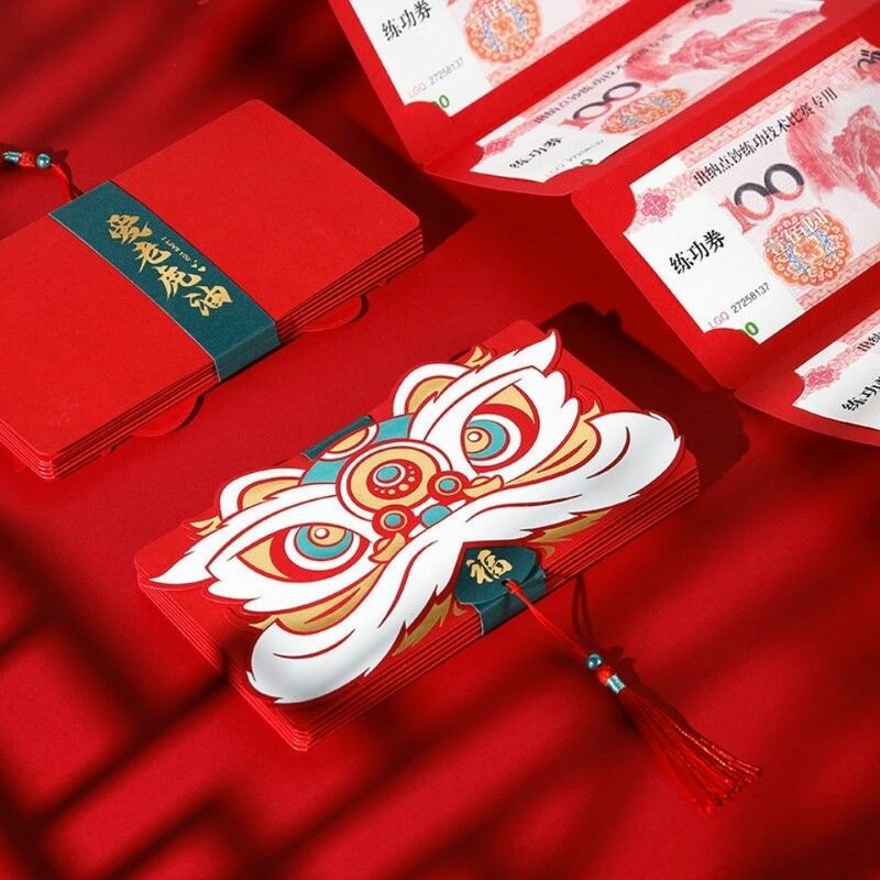 2022 المغلف الأحمر الإبداعية للطي 2022 السنة الجديدة للأطفال النمر الكرتون هونغباو نمط السنة الجديدة هدية المغلف الأحمر الهدايا