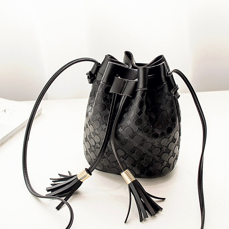 Luxury Fashion Lychee Pattern Women Bucket Bag Vintage Messenger Bag High Quality Retro Shoulder Bag Simple Crossbody Bag Tote