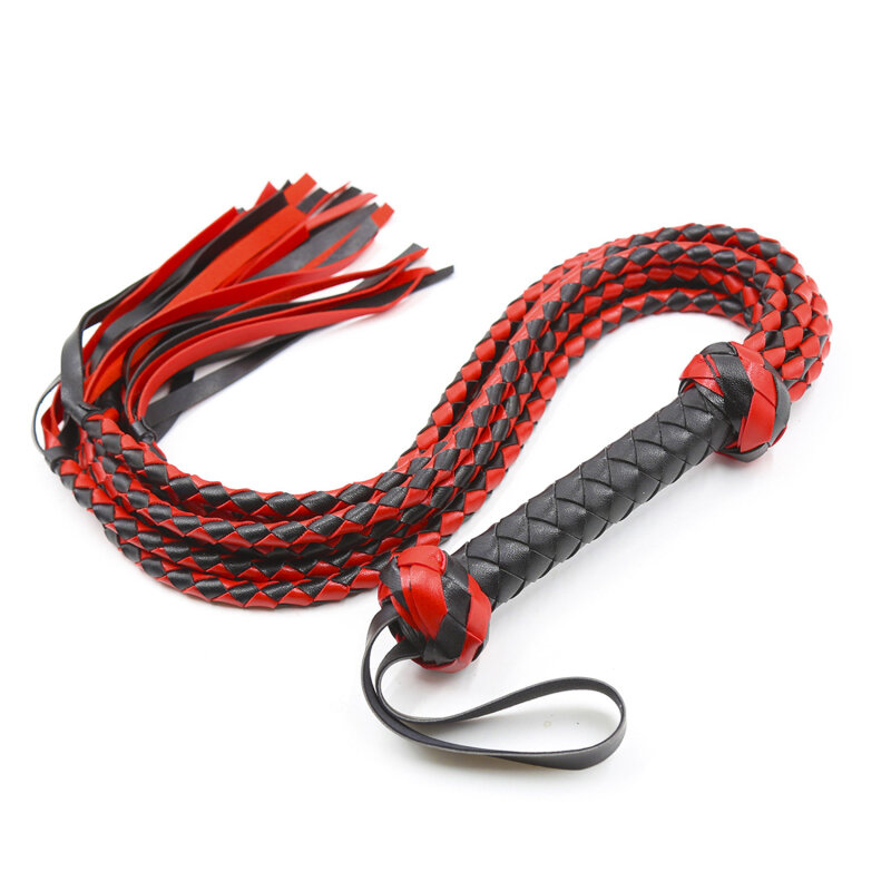 Blackred ที่จับถักหางหนัง Flogger Handmade Horse Whip การแข่งม้า Flogger ใหม่