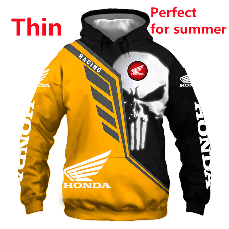 New Men's Honda Wing Motorcycle Logo Hoodie 3D Digital Print Casual Sweatshirt  Hooded Harajuku High Quality Racing Jackets