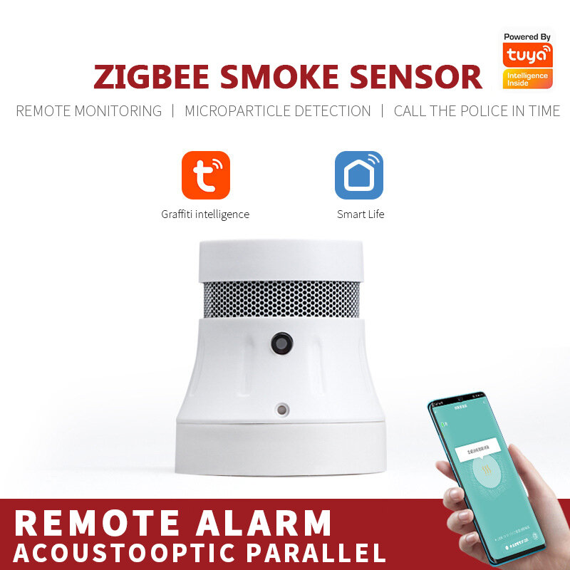 CORUI-Tuya Zigbee 스마트 연기 감지기 센서 화재 경보 시스템, 스마트 라이프 앱 연기 경보 화재 방지 보안 소방관