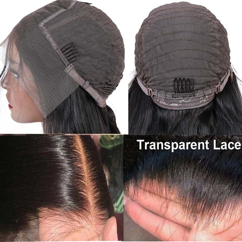 Pelucas de cabello humano liso de 13x6 para mujer, postizo de encaje frontal, 4x4, 5x5, 6x6, con cierre de encaje, pelo brasileño Remy con densidad de 250
