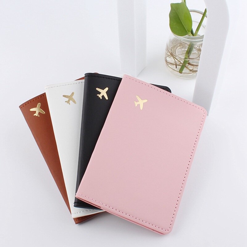 2022 New Leather Document Bag Airplane Pattern Travel Passport Book Protective Cover Passport Holder PU Leather Card Case