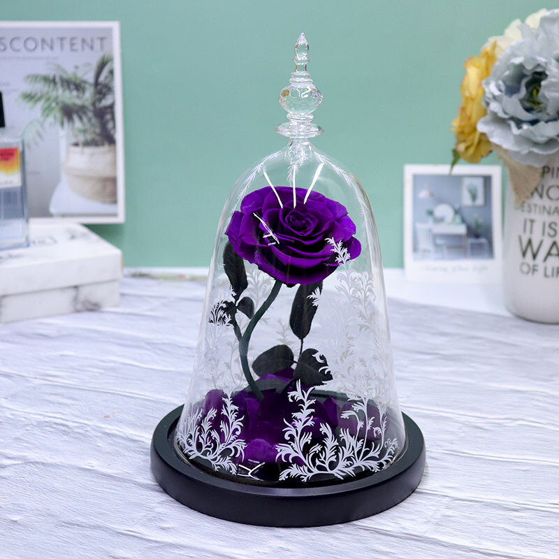 Valentine's Day Gift Preserved Dried Flowers Beauty The Beast Eternal Roses In Glass Home Decor Birthday Wedding Mothers Day Gif