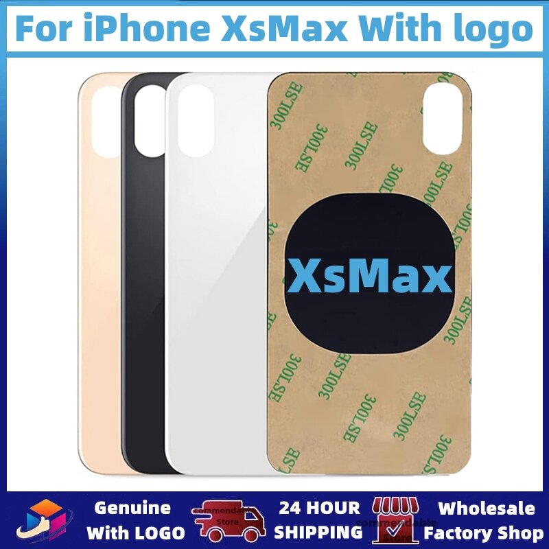 Penutup baterai kaca belakang iPhone XS Max, suku cadang pengganti Panel kaca belakang kualitas tinggi dengan logo perumahan kamera lubang besar kaca belakang