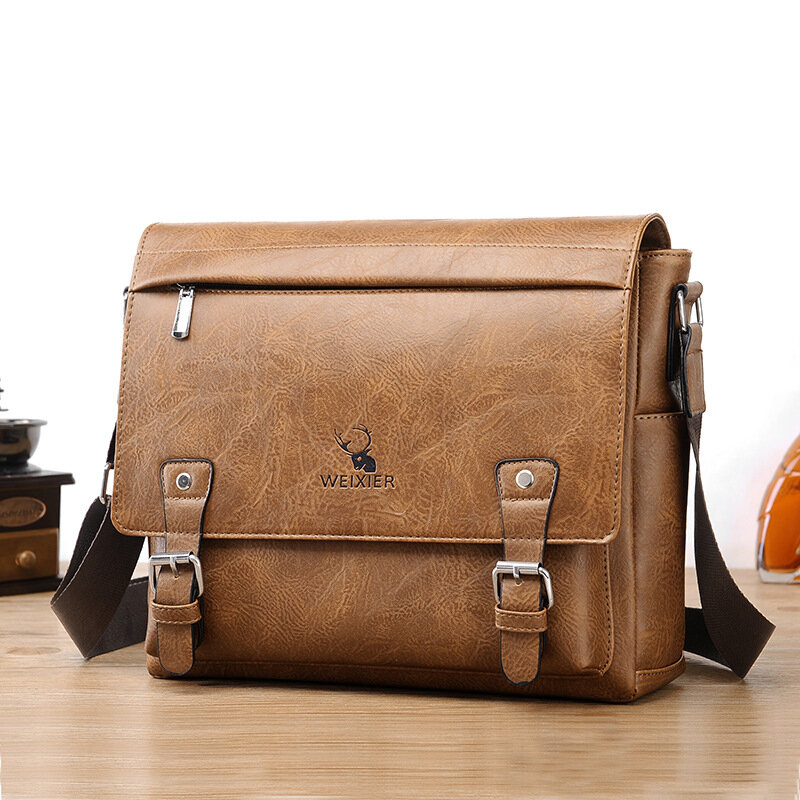 Vintage Men PU Leather Shoulder Bags High Capacity Handbag Tote Bag Travel Crossbody Bag Waterproof Messenger Bag For Male