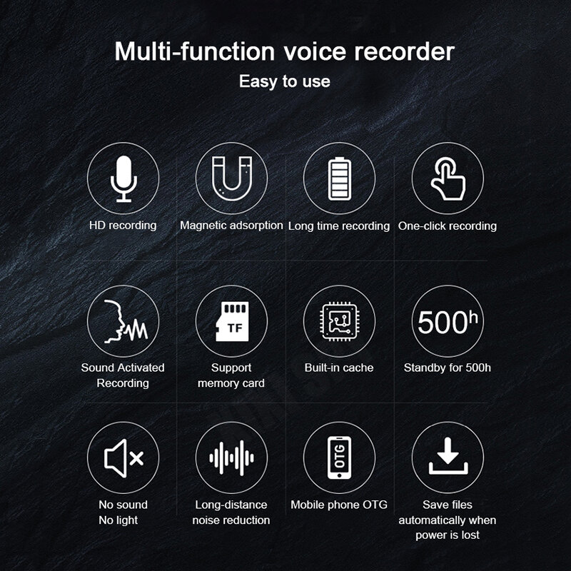 Xixi 스파이 500 시간 마이크로 보이스 레코더 딕 터폰 펜 오디오 사운드 미니 활성화 디지털 전문 플래시 드라이브
