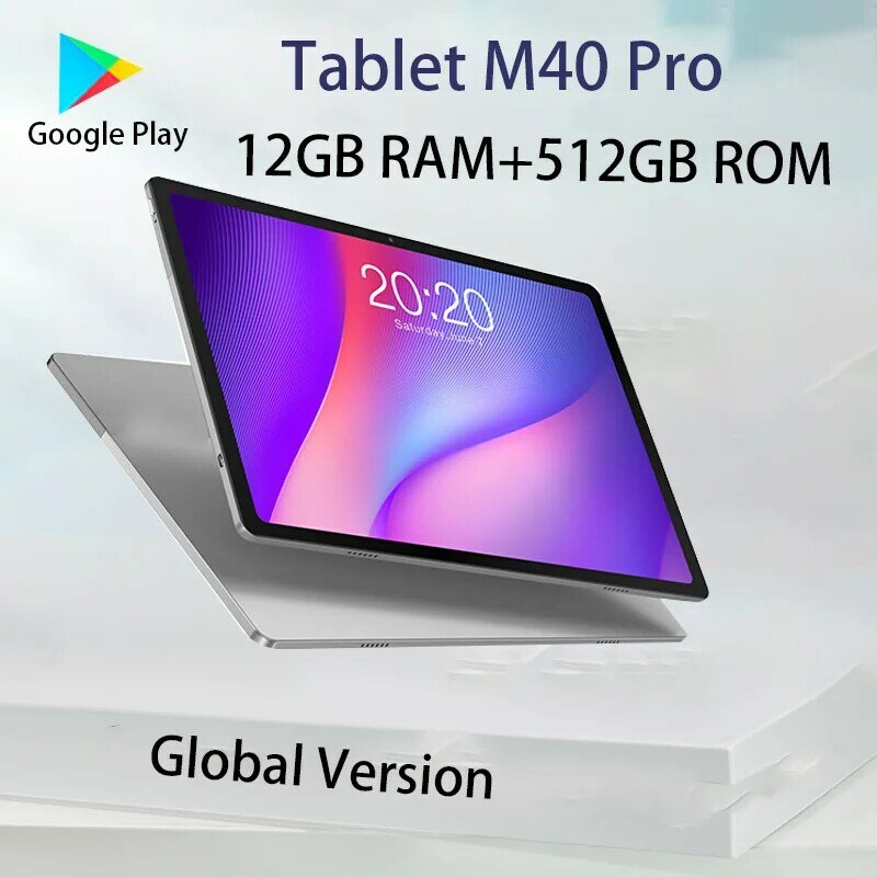Tablet m40 pro 12gb ram 512gb rom 10.1 comprimidos 1920x1200 10 núcleo versão global tablette android 5g rede wifi mesa pc