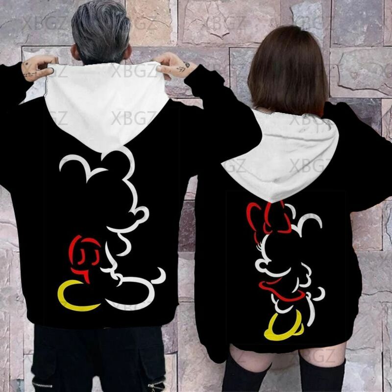 Disney Hoodie Minnie Mouse Kaus Wanita Pakaian Tipis Mickey Pria Atasan 2022 Mode Wanita Pakaian Pasangan Y2k Hoodie Cetak