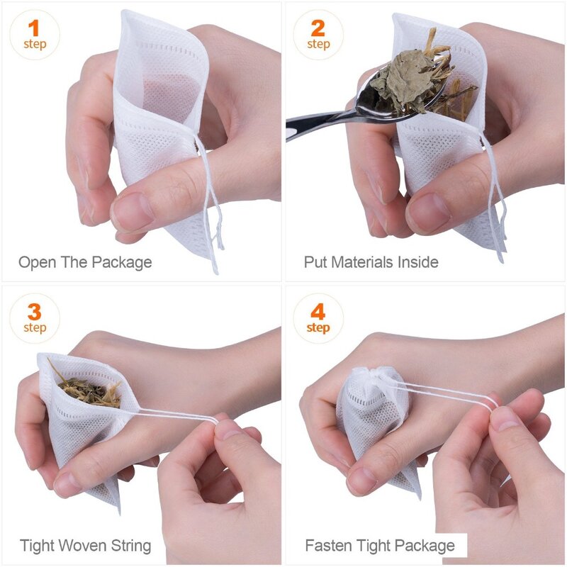 Disposable Tea Bags 100Pcs/Lot Teabags 5.5 x 7CM Empty Scented Tea Bags With String Heal Seal Filter Paper for Herb Loose Tea