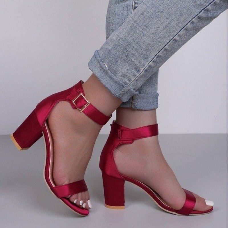 Sandales à talons hauts épais pour femmes, à bout ouvert, en cuir suédé, Orange, rose, rouge, tendance
