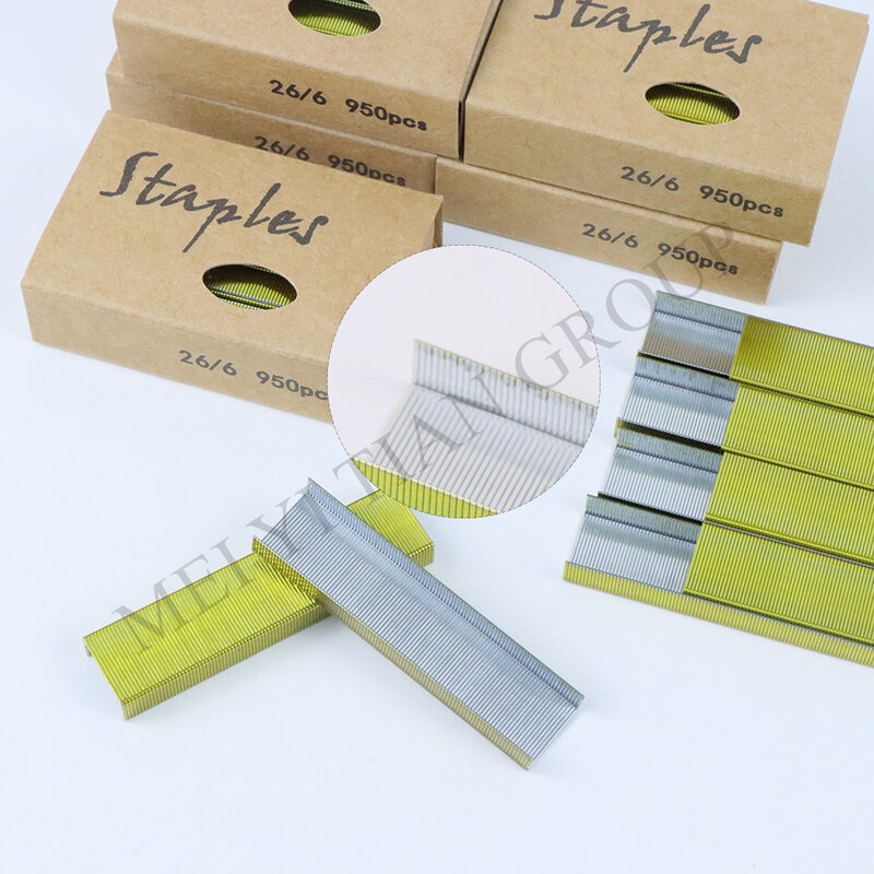 Yellow Gold Staples Standard Stapler Staples Refill 26/6 Size 950 Staples per Box for Office School Stapling Stationery Supplies