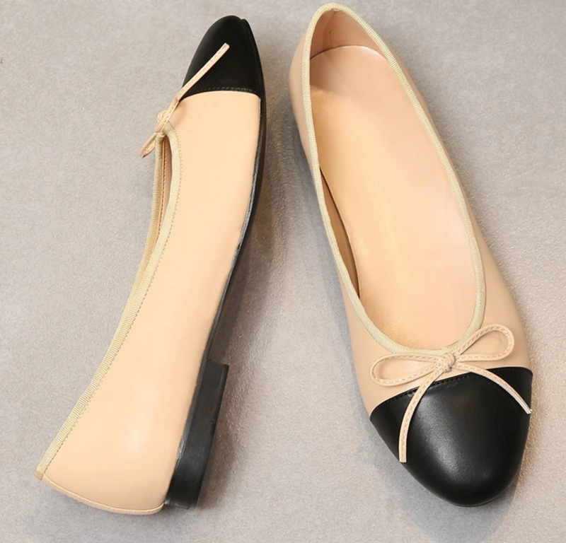 2023 women's classic luxury brand ballet shoes, fashion, stitching, bow, women's work shoes.