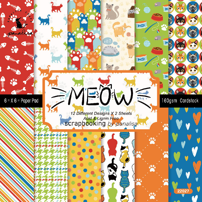25ชิ้น/ล็อต Meow Cat สี Diy วัสดุพื้นหลังกระดาษทำด้วยมือ Origami กระดาษสีของขวัญกล่อง Love Letter Card