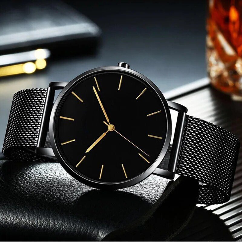 Спортивный магнитный браслет ультра тонкие кварцевые часы мужские тонкие сетчатые стальные водонепроницаемые часы для мужчин Relogio Masculino