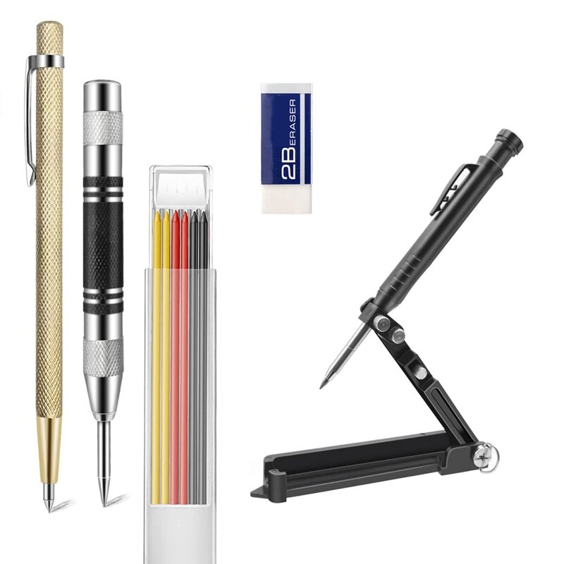 Multifunctional Scribing Tool,หลุมลึก Marker Carpenter ดินสอ,Carpenter ดินสอชุดสำหรับช่างไม้หรือก่อสร้าง