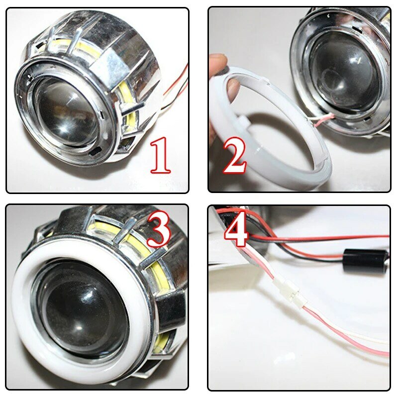 2ชิ้นแหวน COB LED รัศมีวงแหวน60mm 70mm 80mm 90mm 95mm 100mm 110mm 120mm DRL อัตโนมัติรถวิ่งกลางวันหลอดไฟ LED