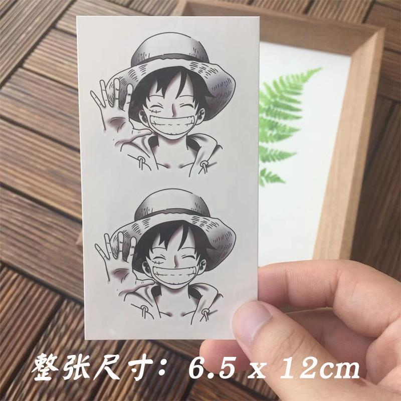 Stiker tato One Piece lukisan tangan, stiker tato One Piece Luffy gambar kecil pergelangan kaki tahan air kartun Anime awet grosir baru