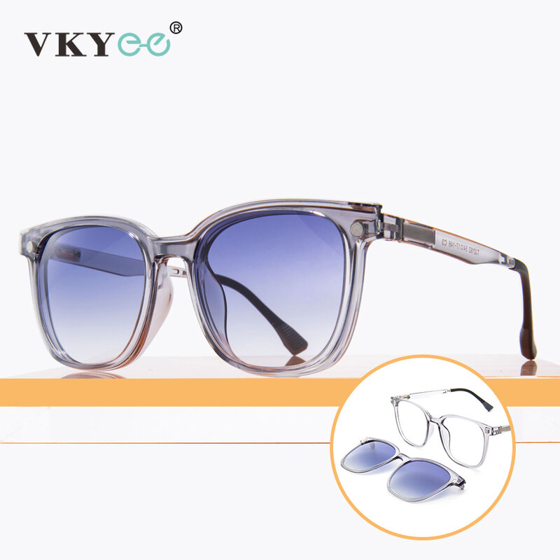 VKYEE – lunettes polarisées à Clip pour hommes et femmes, verres de Vision nocturne photochromique, Anti-éblouissement, lunettes optiques carrées Vintage TJ2192